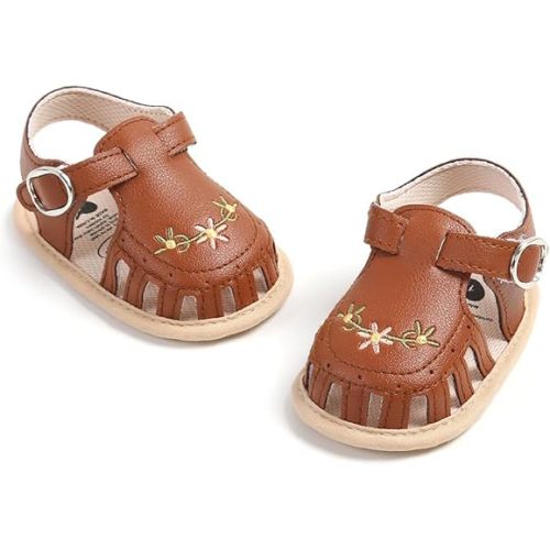 Infant Baby Girls Sandals Summer Baby Wedding Dress Flat Shoes Newborn Crib Shoes First Walkers Prewalkers Shoes