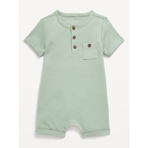 Printed Ribbed Henley Pocket One-Piece Romper for Baby | Old Navy