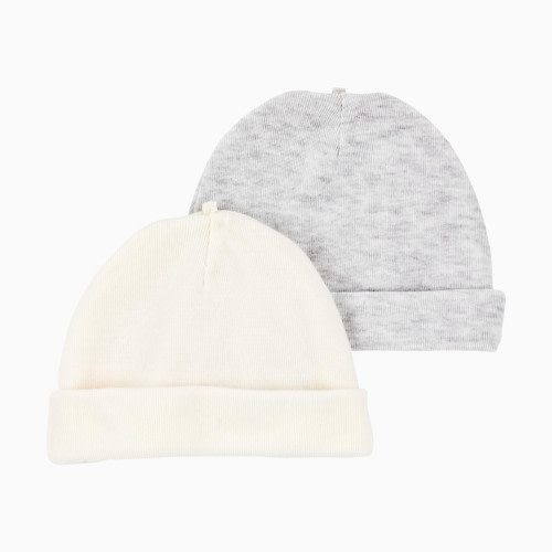 Carter's PurelySoft 2-Pack Caps - Cream & Gray, 0-3 M