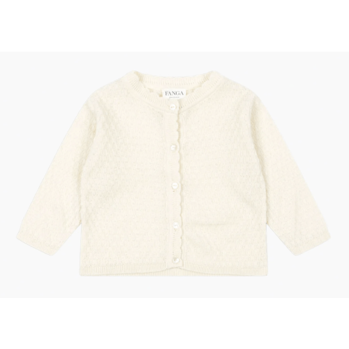 Venti Pointelle Cardigan in Antique White, 6 Months