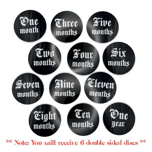 Custom Name Old English Gothic Font Milestone Discs One Month To One Year Double Sided