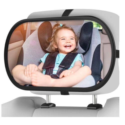 Baby Car Mirror, Safety Car Seat Mirror for Rear Facing Infant, Clear Wide View, 360°Rotation, Easily Observe the Baby Move, Secure, Shatterproof, Crash Tested and Certified (Black)