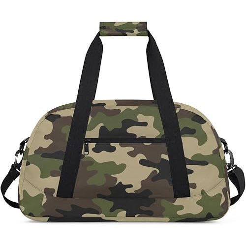 Camo Kids Duffel Bag for Boys, Camouflage Sports Gym Bag Overnight Travel Weekender Bags Lightweight Carry On Sleepovers Bag for School Practice Gymnastics