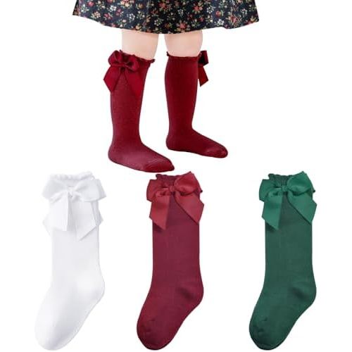 Baby Knee High Socks Infant Toddler Bow Ruffled Cotton Long Socks Stockings