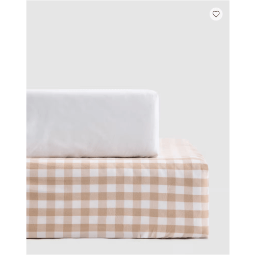 Organic Percale Gingham Crib Sheet 2-Pack in Cafe