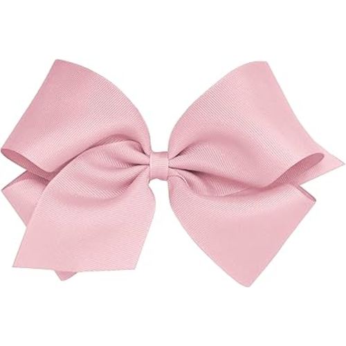 Wee Ones Girls' Plain Wrap Classic Grosgrain Hair Bows on a WeeStay No-Slip Hair Clip, Handmade, King, Sweet Nectar
