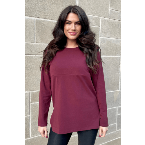 Long Sleeve Nursing Tunic Top - Burgundy – Nursing Queen