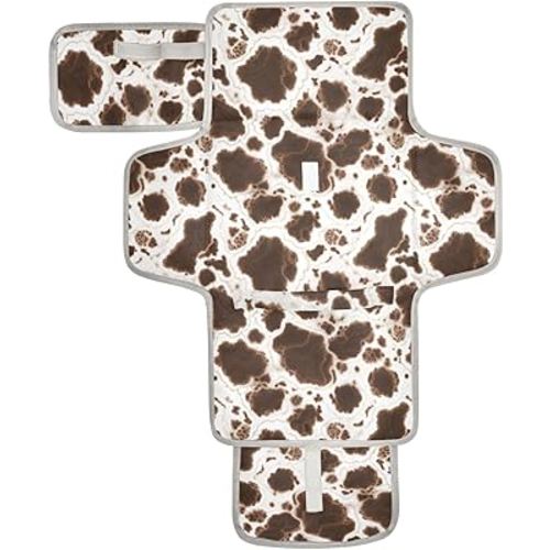 Portable Changing Pad for Baby - Black Cow Travel Diaper Changing Pad Waterproof Changing Mat with Built-in Pillow - Baby Shower Gifts