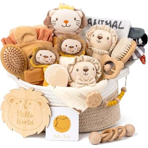 Baby Boy Gift Basket, 21-Piece Newborn Boy Shower Gift, Bath & Grooming