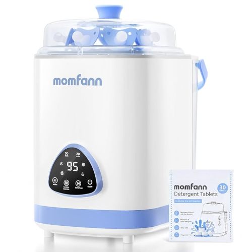 MOMFANN EasePure Pro Baby Bottle Washer, Upgraded 4-in-1 Bottle Washer and Sterilizer and Dryer, Deep Clean for Bottles, Pump Parts & Essentials, Time-Saving Effortless Baby Care (White Blue)