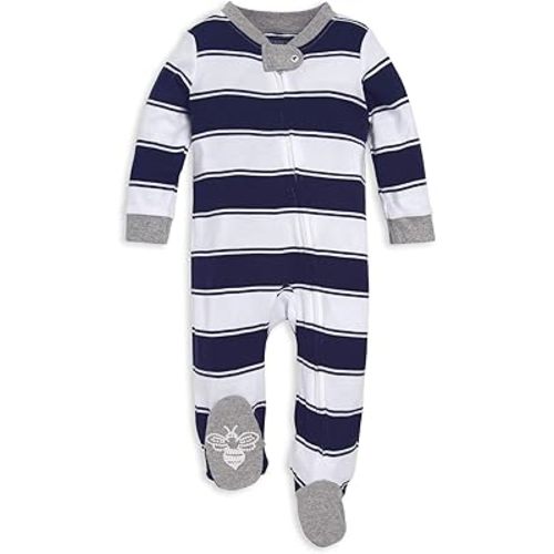 Burt's Bees Baby Boys' Sleep and Play Pjs, 100% Organic Cotton One-piece Zip Front Romper Jumpsuit Pajamas