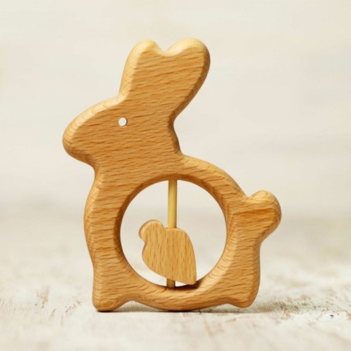 Wooden Bunny Rattle - WoodenCaterpillar Toys