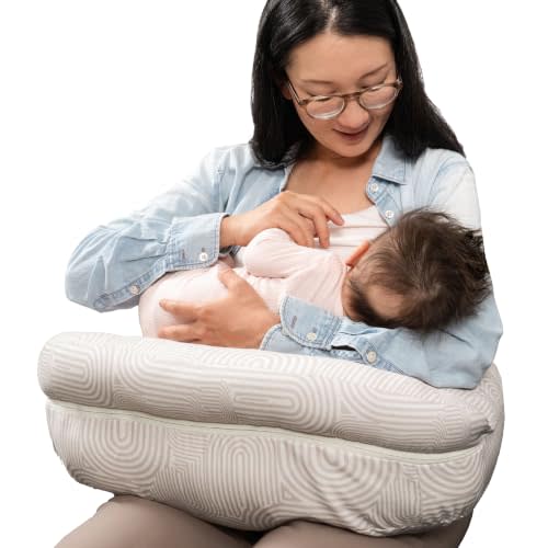 Boppy Complete Nursing Pillow, 2-in-1 Feeding Pillow with Bolster & Belt | 2-in-1 Versatility, Closecomfort Design for No Slipping or Gaps, Padded Removable Belt, Wash & Dry Cover - Oat Retro Arches