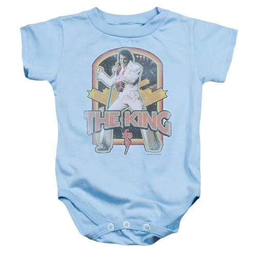 Elvis Presley Distressed King Baby Onesie T-Shirt Light Blue