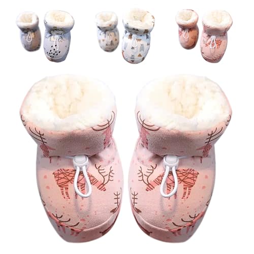 Pousbo Warm Fur Baby Boots, 2024 New Warm Cozy Fleece Baby Booties, Winter Snow Anti-Slip Soft Sole Warm Sock Shoes