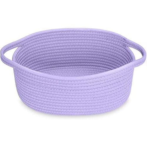 ABenkle Small Basket with Handles - Decorative Durable Rope Woven Storage Bin Shelf Storage Organizer Cube, Easter Baby Gift Basket, 12"x8"x5"