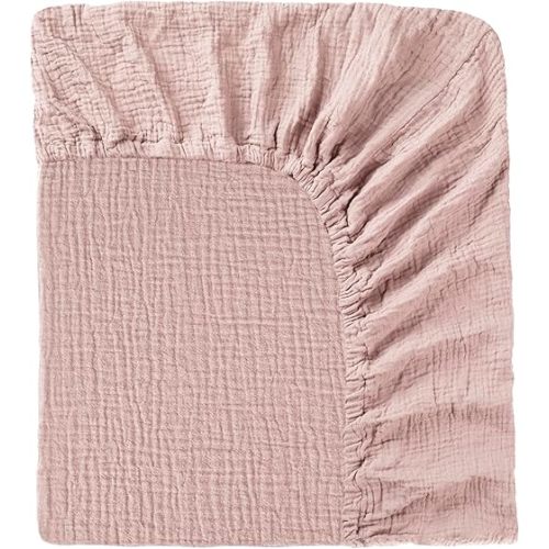 Muslin Crib Sheet – 100% Cotton Baby Fitted Sheet for Boys & Girls, Ultra Soft & Breathable, Snug Fit with 360° Elastic, Fits Standard Crib Mattress 28" x 52" & Toddler Beds.