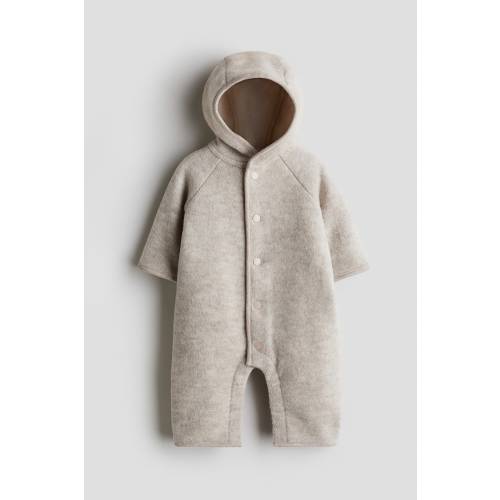 WOOL-BLEND FLEECE BUNTING SUIT