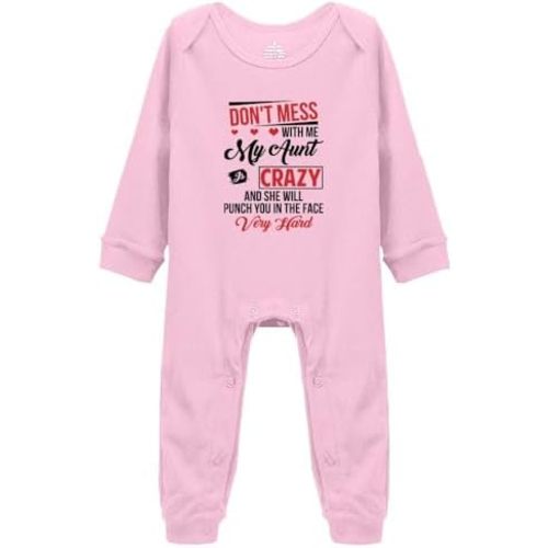 Dont Mess With Me My Aunt Is Crazy Unisex Baby Bodysuit Long Sleeve Tiny Rompers