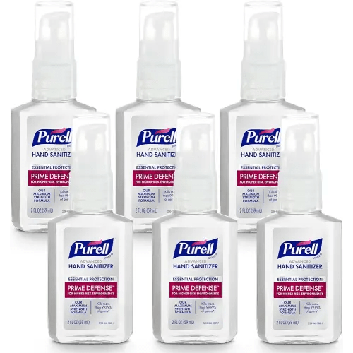 Purell Prime Defense Advanced Hand Sanitizer, Fragrance Free, Our Maximum Strength Formula, 2 fl oz Travel-Size Pump Bottles (Pack of 6) - 3299-04-EC