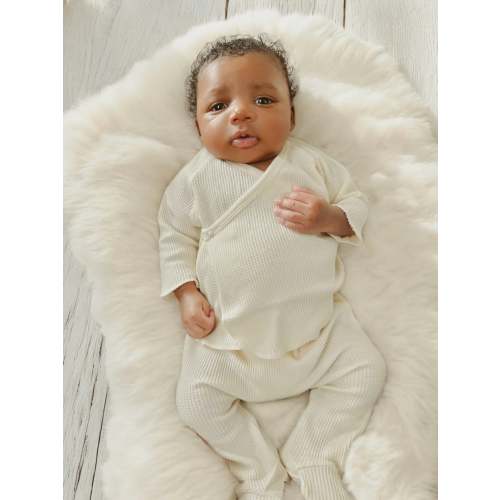 Organic Waffle Kimono & Pant Set, Snow