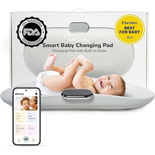 Woddle Multifunctional Smart Baby Changing Pad with Medical Grade Scale for Critical Weight Monitoring + AI App, Noise Machine, Warmer, Night Light, Touchscreen Tracker, All-in-One