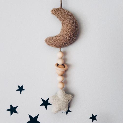 Boucle Moon & Star Hanging Decoration: Boho Nursery Decor