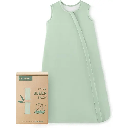 Yoofoss Rayon Made from Bamboo Baby Sleep Sack 0-6 Months 1.0 Tog Baby Wearable Blanket, Super Soft Infant Toddler Sleeping Sack 2-Way Zipper