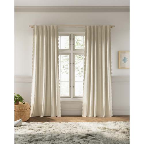 Scallop Embroidered Edge Blackout Curtain | Nestig