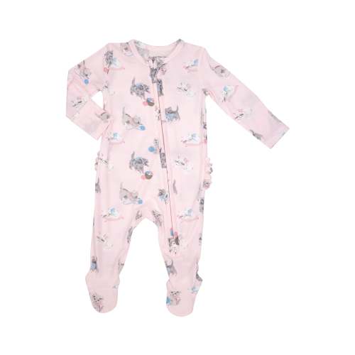 2 Way Zipper Ruffle Back Footie - Vintage Kitten