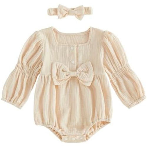 Baby Girl Fall Clothes Smocked Cotton Linen Romper