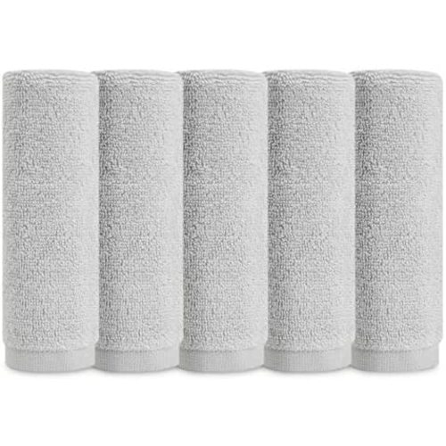 Natemia Organic Baby Washcloths – 12”x 12” Soft Cotton Baby Towels – Pack of 5 in Gray