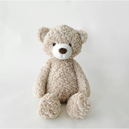 Beige Teddy Bear with Embroidered Eyes, Stuffed Animal with Sweater and Personalization Option