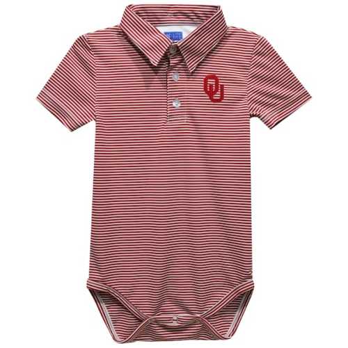 Infant Vive La Fete Red Oklahoma Sooners Polo Pencil Stripe Bodysuit