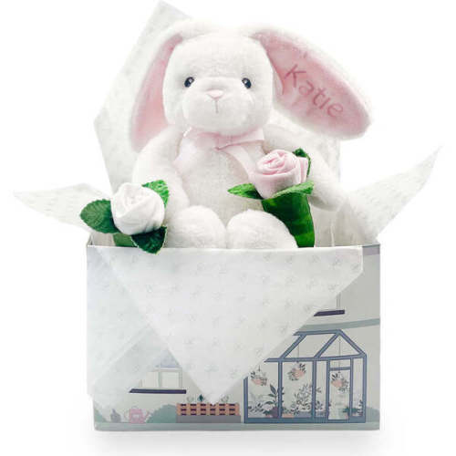 Personalized Bunny and Buds New Baby Gift Set, Pink - Babyblooms | Maisonette