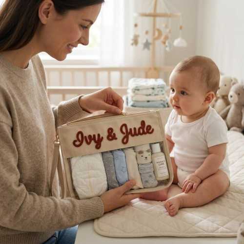 Personalized Baby Storage Bag, Custom Diaper Bag Organizer, Embroidered Baby Bag, Newborn Travel Bag, Nursery Organizer, Baby Shower Gift