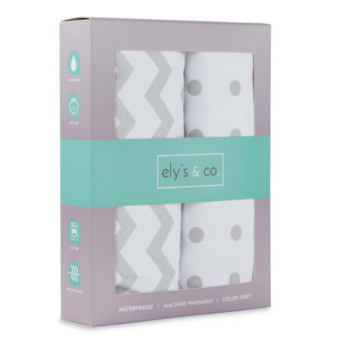 Waterproof Pack n Play Portable Mini Crib Sheet / Mattress Pad Grey Chevron