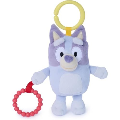 GUND Bluey Sensory Take-Along Toy, 7-Inch Teething Ring Rattle Stroller Toy