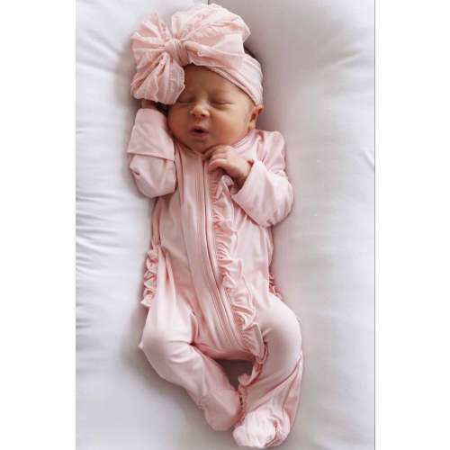 Sweet Pinks Ruffle Zipper Footie Bundle