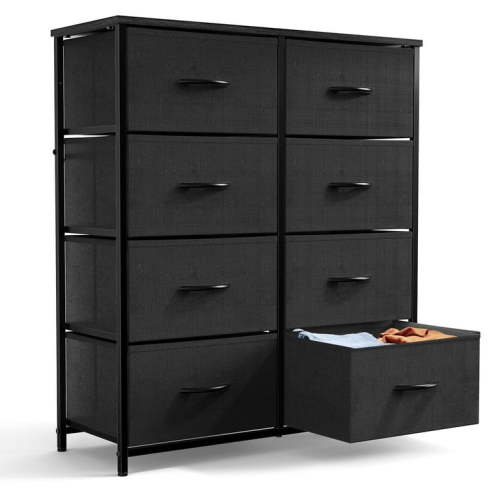 ZUNMOS 8 Drawer Fabric Dresser for Bedroom, Chest of Drawer Organizer Storage Cabinet for Closet, Entryway, Black