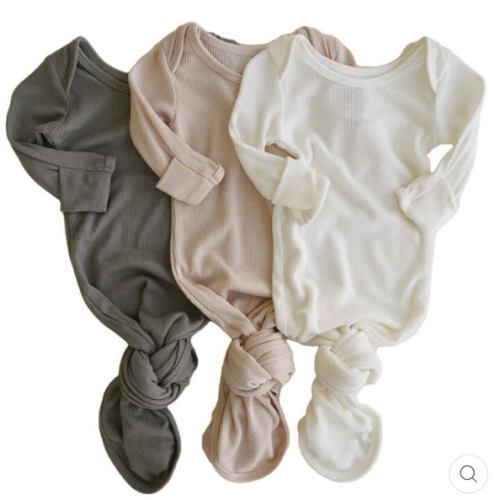 Bamboo Waffle Newborn Baby Knot Gown 3-Pack | Bamboo Forest*
