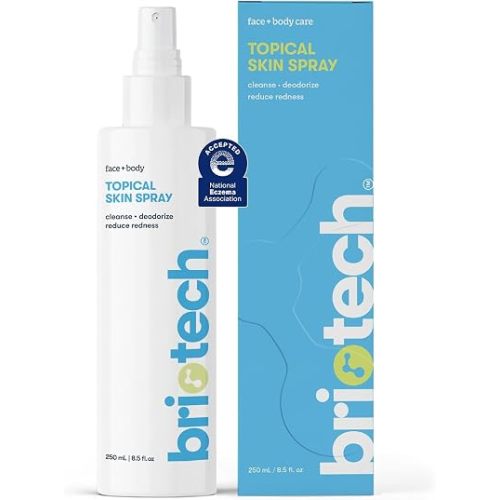 BRIOTECH Topical Skin Spray, Hypochlorous Acid Spray for Sensitive Skin, HOCl Facial Mist, Full Body Support Against Irritation, Calm Redness, Soothe Foot & Scalp, 8.5 oz (1 Pack)