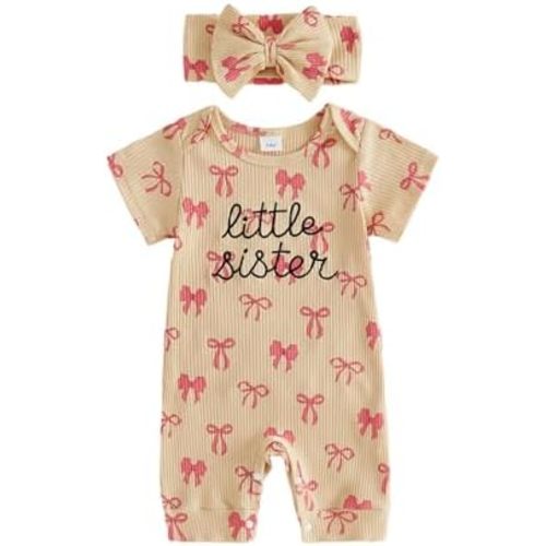 Newborn Baby Girl Summer Clothes Little Sister Onesie Outfit Short Sleeve Romper Jumpsuit Infant Clothes