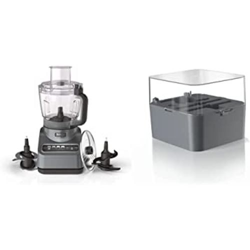Ninja BN601 Professional Plus Food Processor, 1000 Peak Watts, 4 Functions, 3 Blades, Food Chute & Pusher, Silver & XSKNF70SBX Professional XL Food Processor Storage Box, Gray, Large
