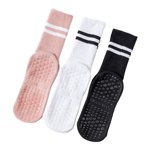 Pilates Socks With Grips for Women: Cute Non Slip Crew Gripper Yoga Sock - Grippy Sticky for Hospital/Dance Barre/Workout