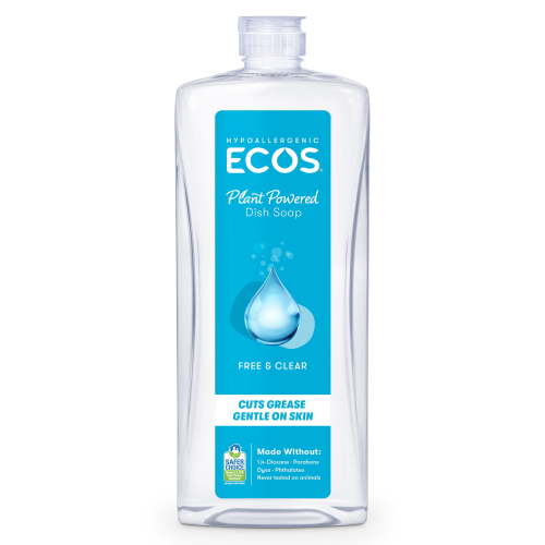 ECOS Hypoallergenic Liquid Dish Soap, Free & Clear, 25 oz