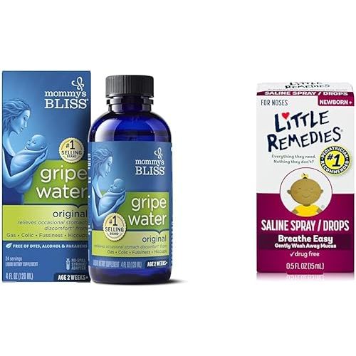 Mommy's Bliss Gripe Water Original Infant Gas & Colic Relief, Little Remedies Saline Spray and Drops for Stuffy Noses, 2 Pack