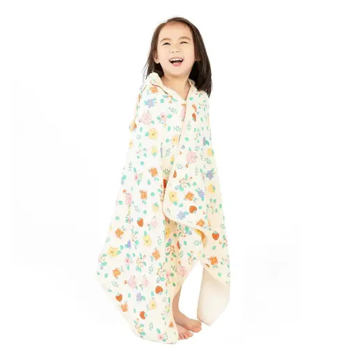 Hooded Towel Muslin Hooded Towel Made from Organic Cotton 6-Layer Cotton Bath Towel, Soft Bath Towels for Toddler Baby,Toddler Towels with Hood for Girl,0-4 Years Old Kids