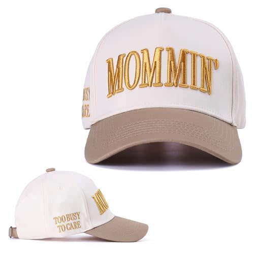 Vintage Two-Tone Trucker Hat Adjustable Baseball Cap with Mommin Embroidery Ponytail Fit Unisex Outdoor Casual Headwear