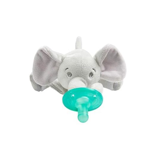 Philips AVENT Soothie Snuggle Pacifier Holder with Detachable Pacifier (Elephant)